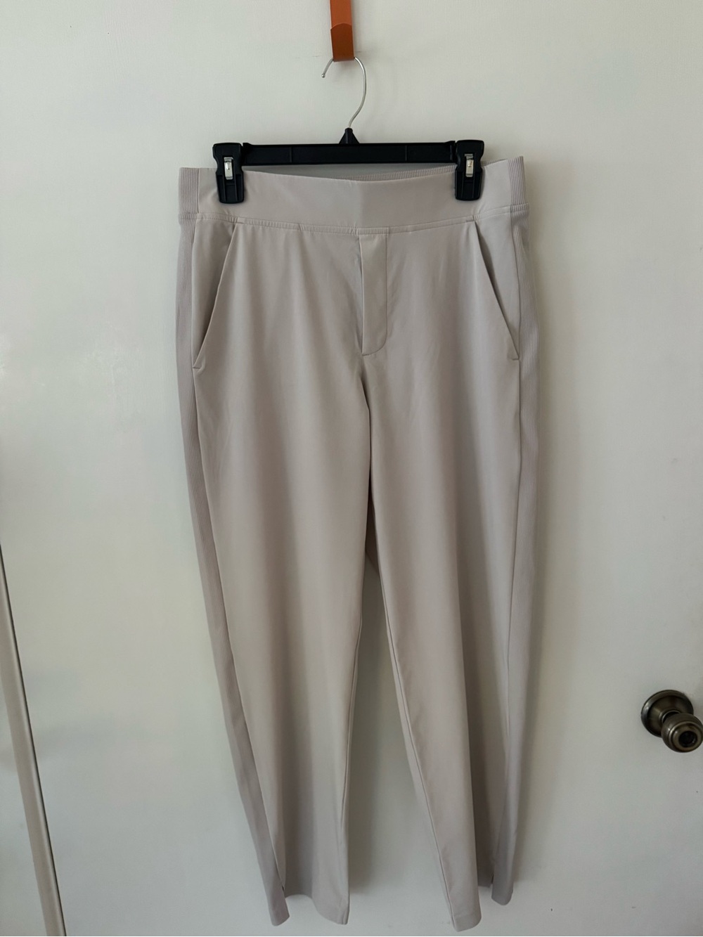 Athleta Straight Pull-On Pants in Light Taupe
